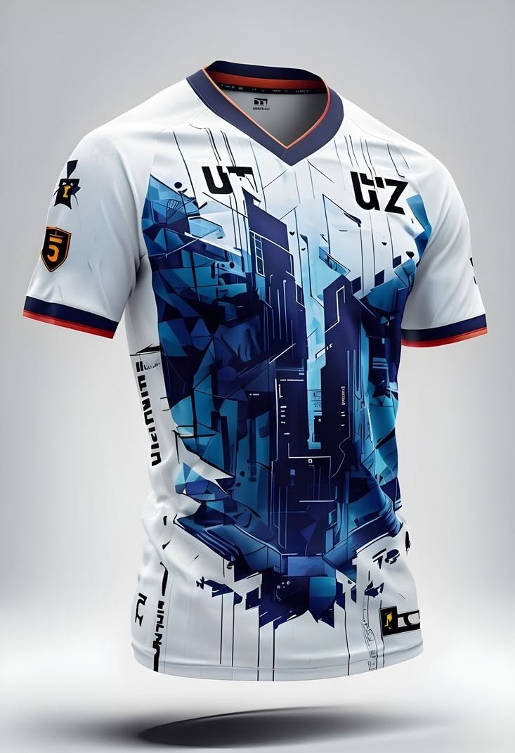 Blue graphic football jersey